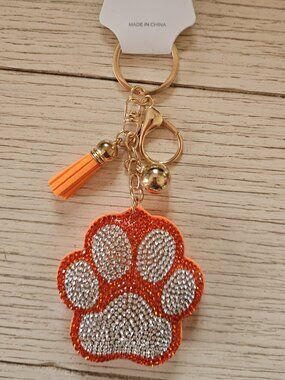 Gameday Tiger Paw Bling Keychain and Charm